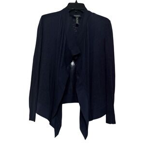 Lauren Ralph Lauren Petite Open-Front Cardigan - PXS - Navy Blue Draped Sweater